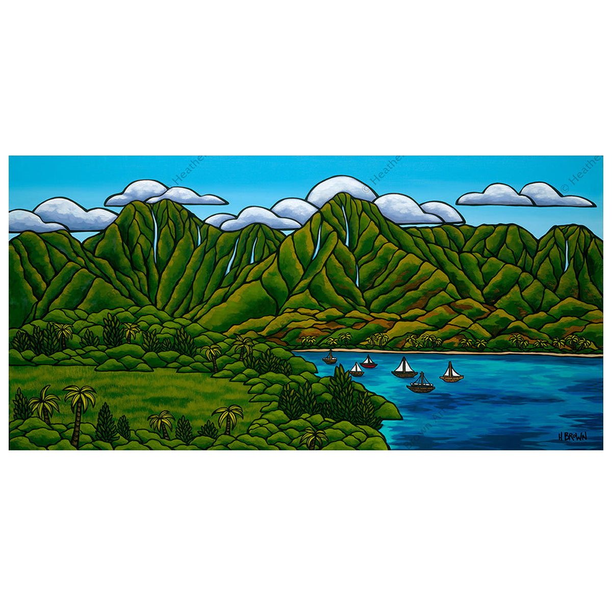 Sailboats at Hanalei - Heather Brown - Canvas Giclée - Limited