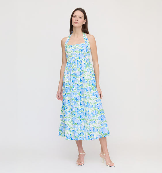 The Hill House x La Coqueta Fleur Midi Dress - Blue Watercolor