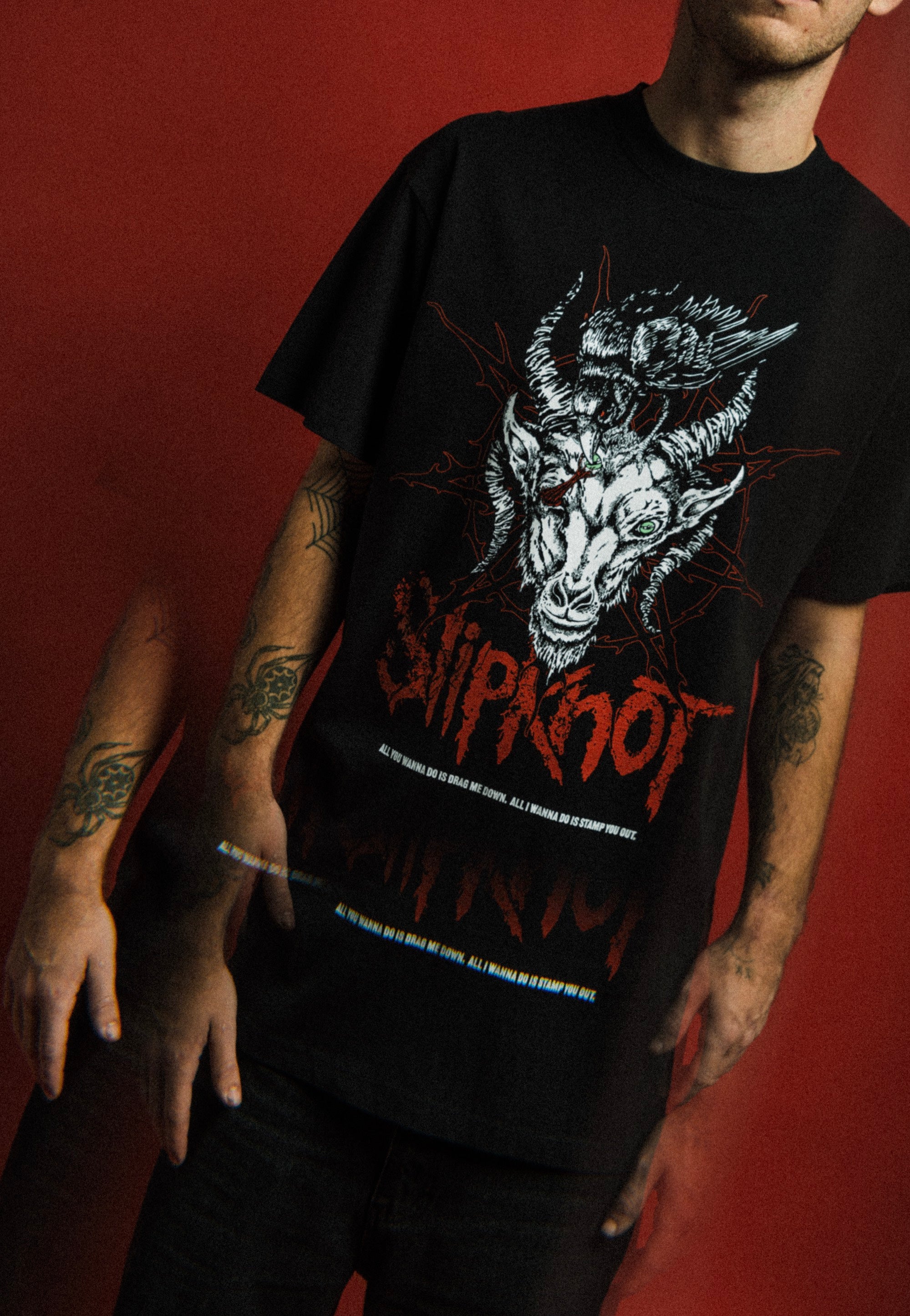 Welcome x Slipknot - Spit It Out Boxy Garment-Dyed Black - T-Shirt