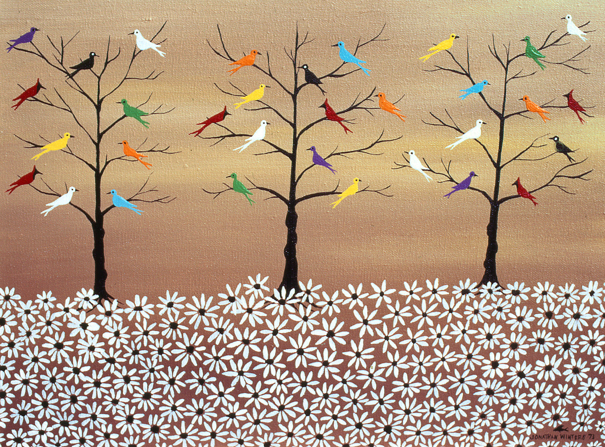 Colorful Birds in Three Dead Trees – Jonathan Winters