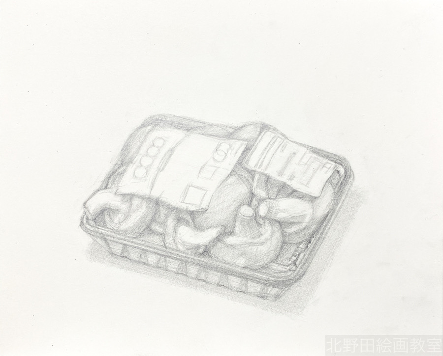 鉛筆デッサンの描き方 vol.6 【 椎茸（パッケージ入り）編