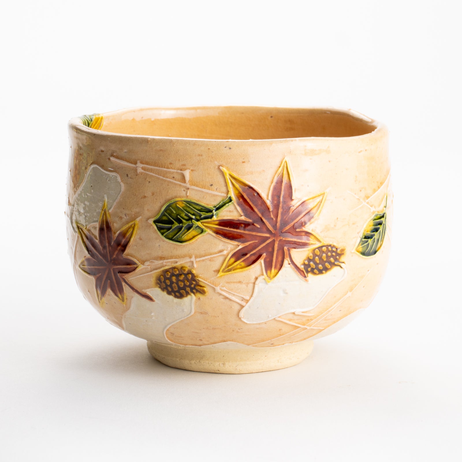 京都 清水焼】抹茶碗 交趾 吹き寄せ 山本一如｜コトポッター