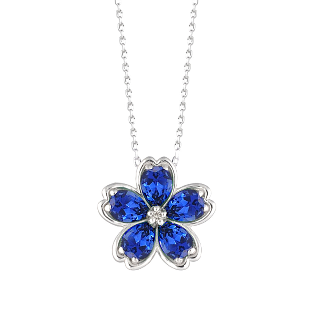 ブルーサファイア/ダイヤモンド プラチナネックレス(クレサンベール/桜