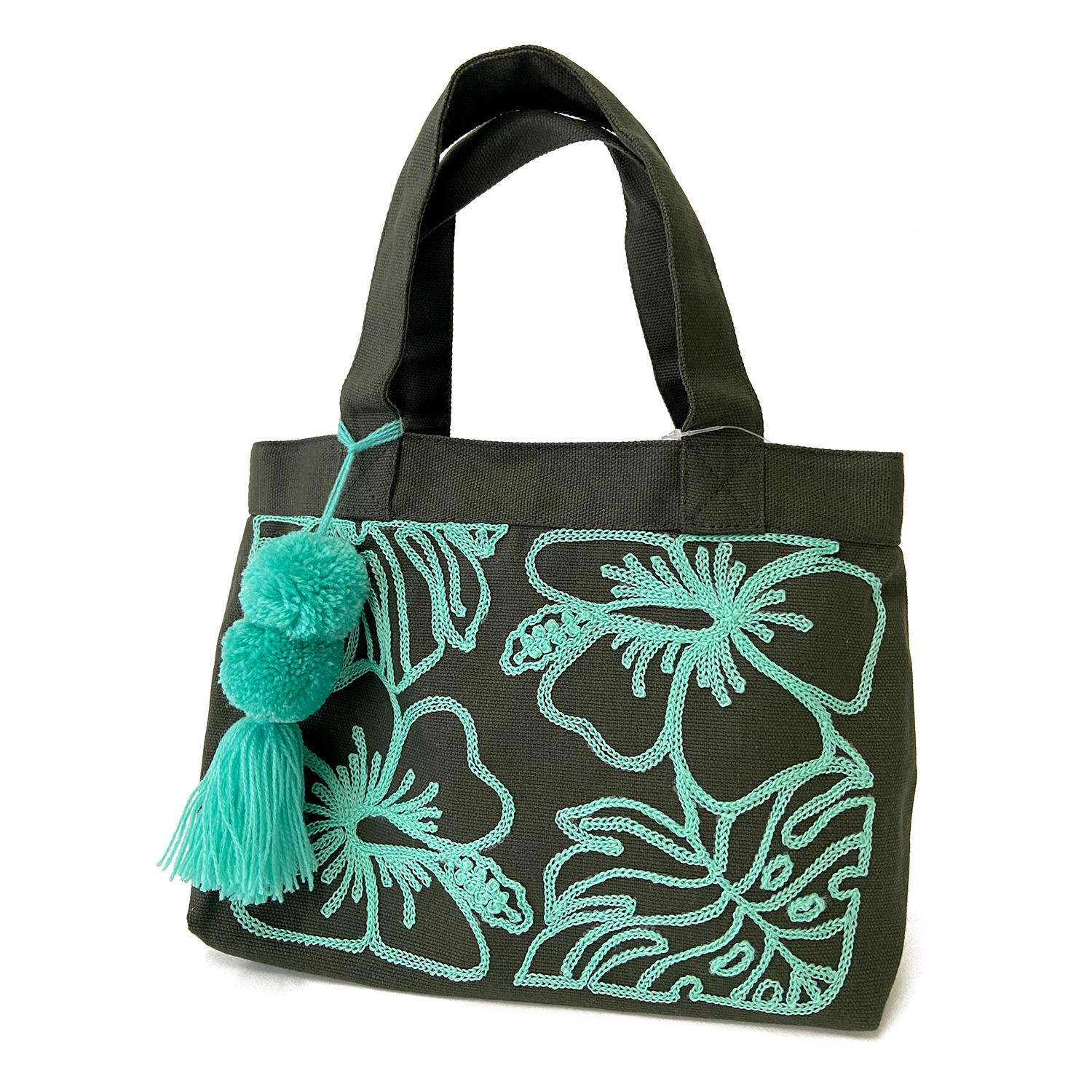 ハワイアンキルト トートバッグ（A4サイズ）ネイビー／ベージュ｜フラ