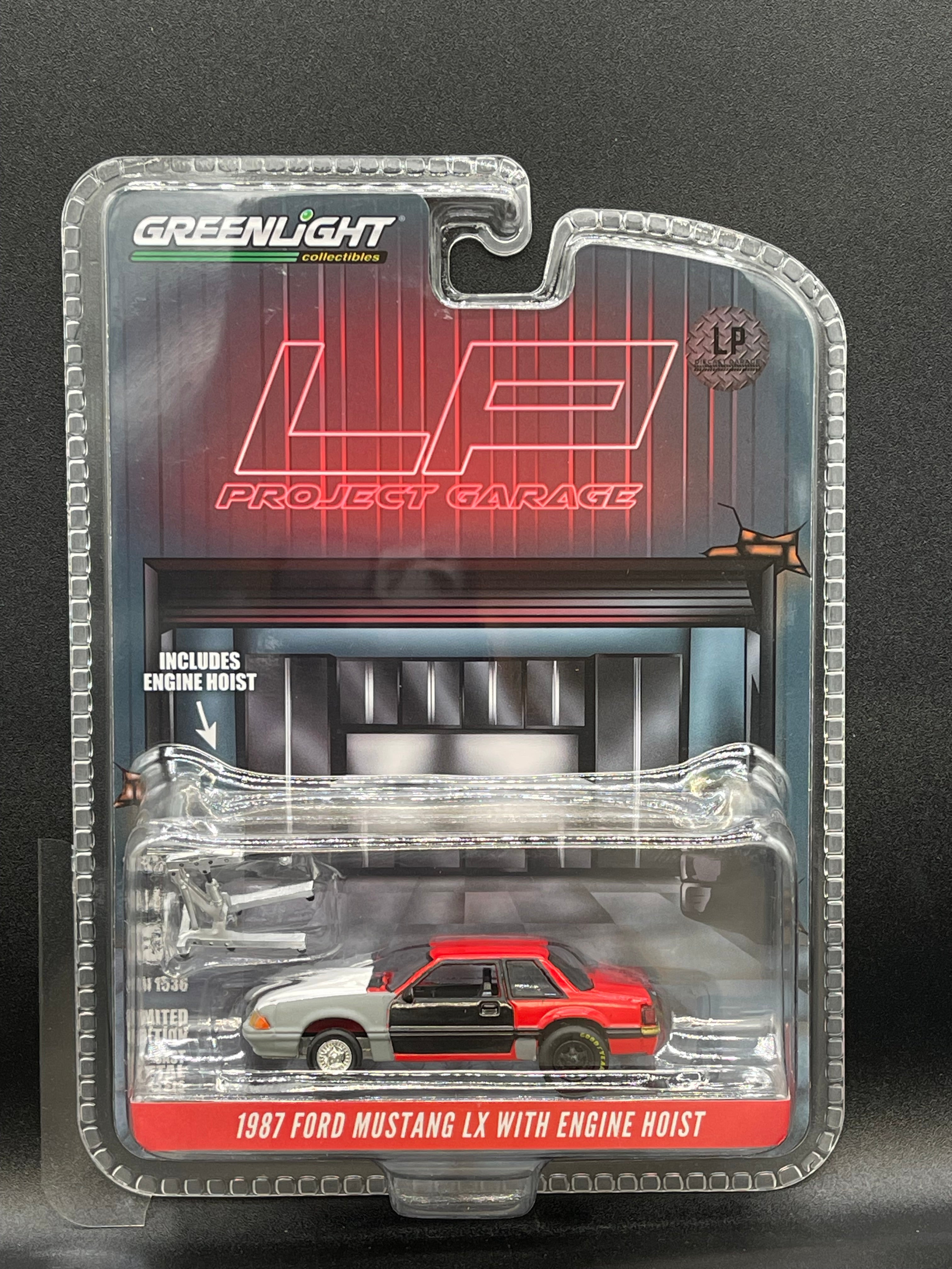 GREENLIGHT 1987 Ford Mustang LX w/Hoist Red Project LP Exclusive 1