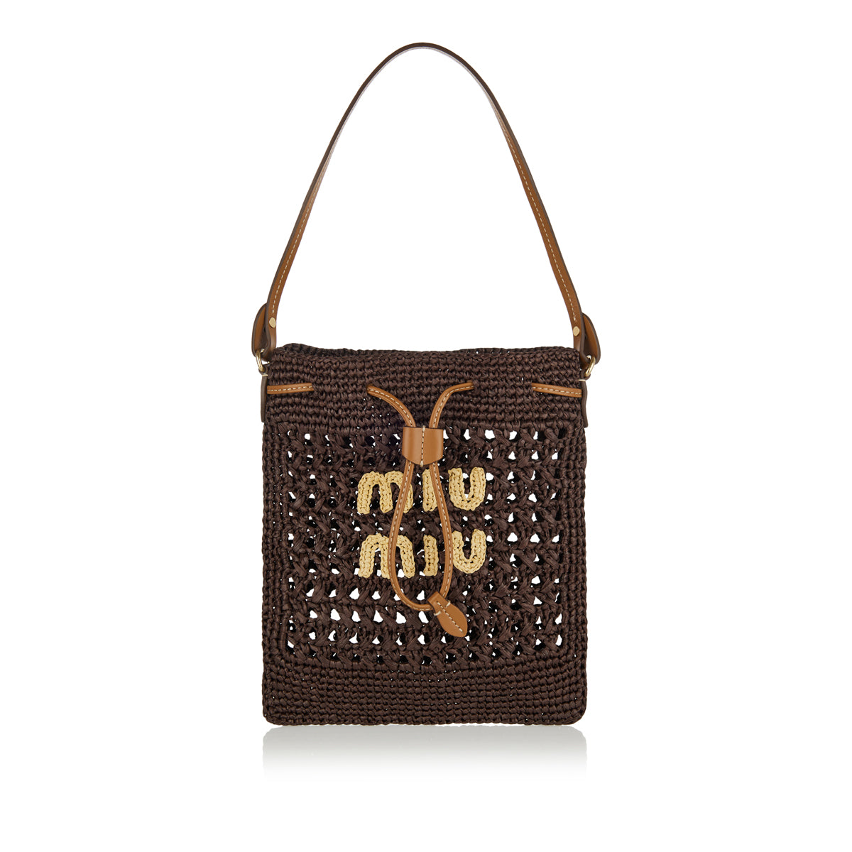 MIU MIU Logo raffia-effect bucket bag – Luisa World