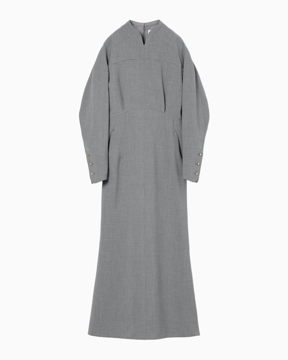 Tucked Waist Flared Dress - grey - Mame Kurogouchi