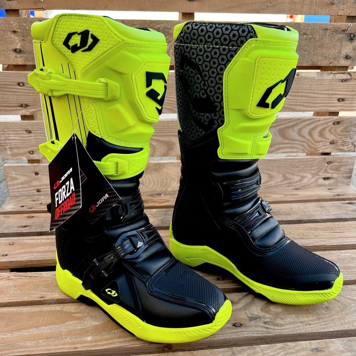 Jopa Forza Motocross MX Bike Boots - Black / Yellow Fluo - Matt