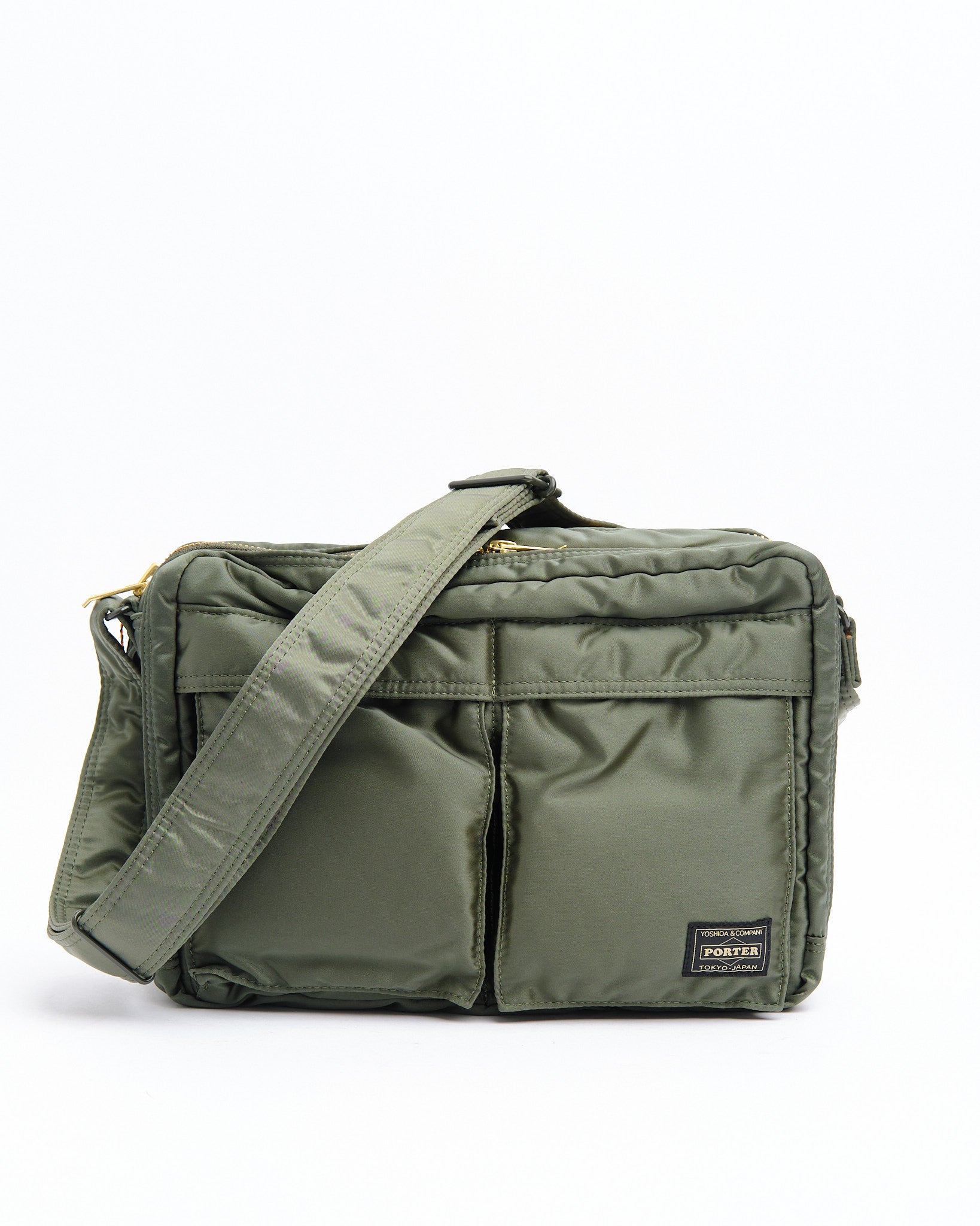 New Tanker Sling Bag W Zip (L) Sage Green by Porter by Yoshida