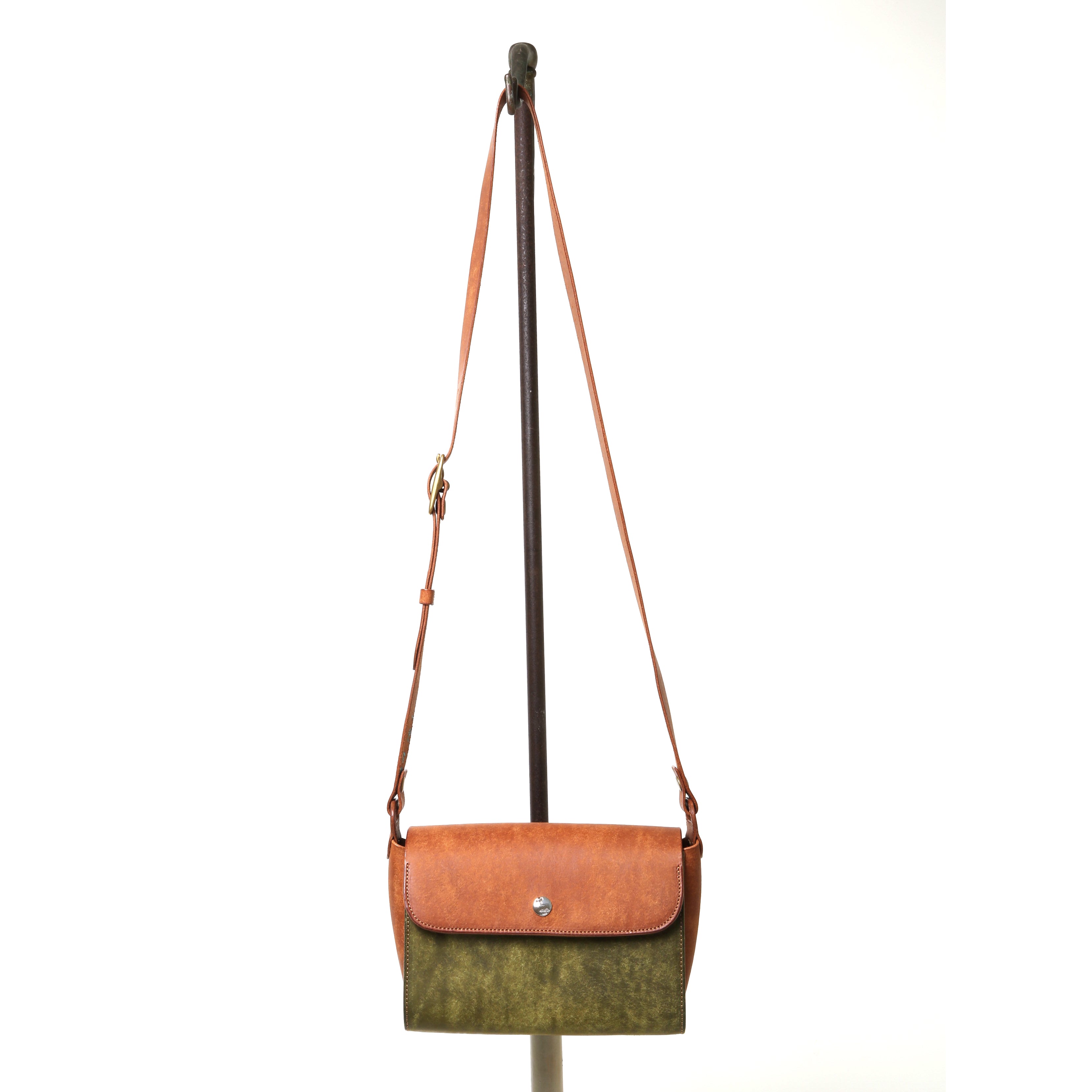 BAG71 ≪GREEN≫ ITALIAN COW LEATHER FLAP MINI SHOULDER BAG