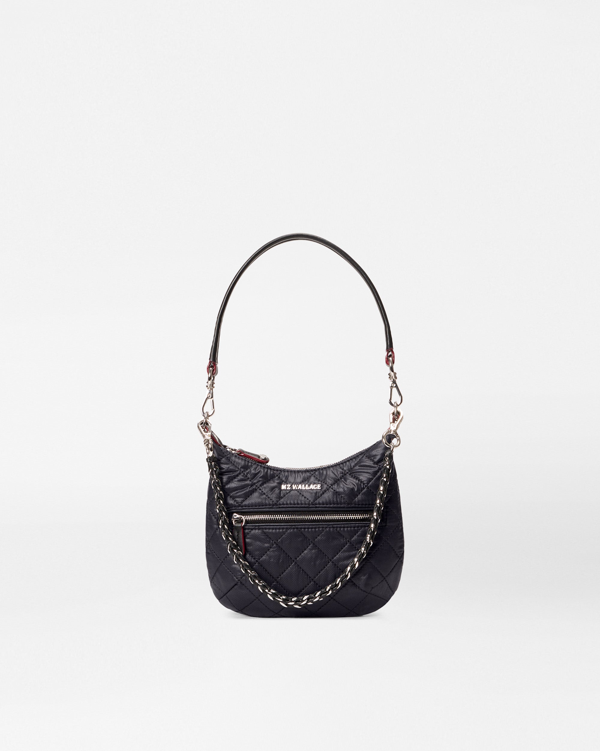 Mini Black Purse with Silver Chain | MZ Wallace