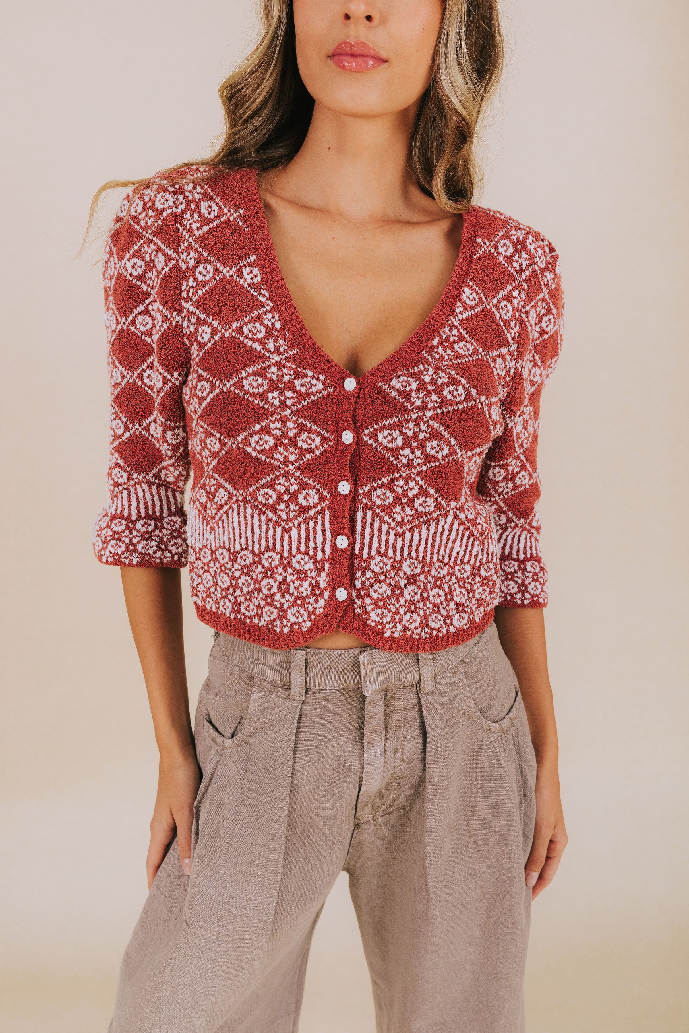 FREE PEOPLE - Geo Floral Cardi