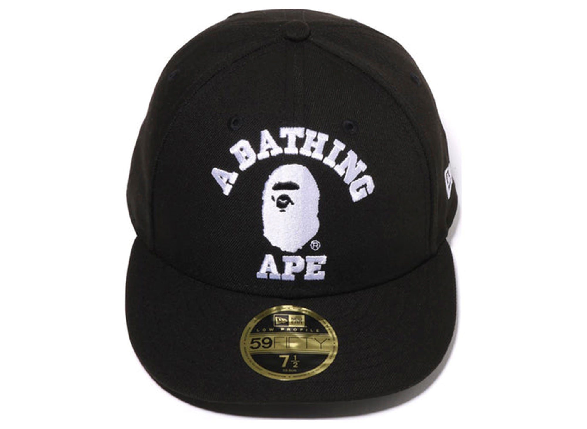 Bape College New Era 59Fifty Low Profile Hat w/ Cap Clip in Black