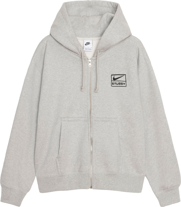 STUSSY X NIKE FLEECE ZIP HOODIE GREY HEATHER – Original Grail