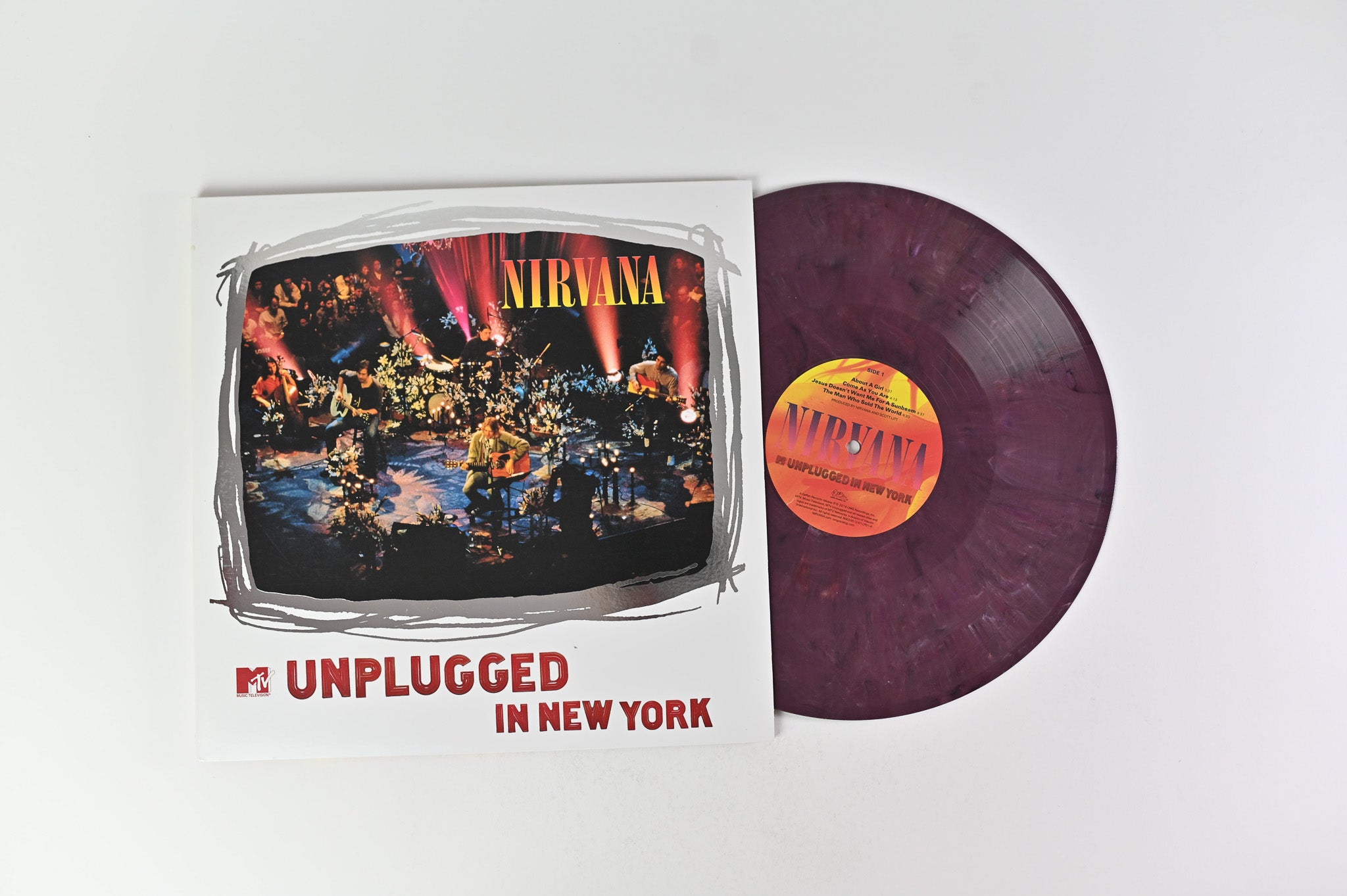 Nirvana - MTV Unplugged In New York on DGC Ltd Purple Orange Marble Re