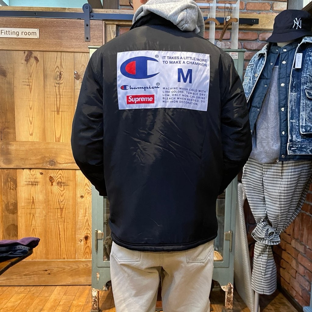 古着】Supreme x champion 18AW コーチジャケット 裏ボア ブラック ア