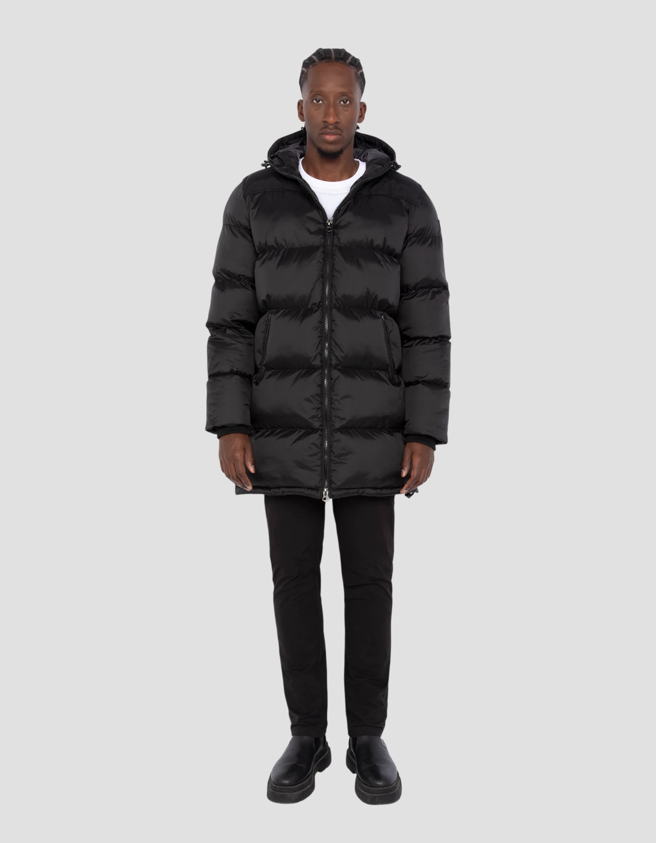 Long black hooded down jacket - Micks | Schott NYC®