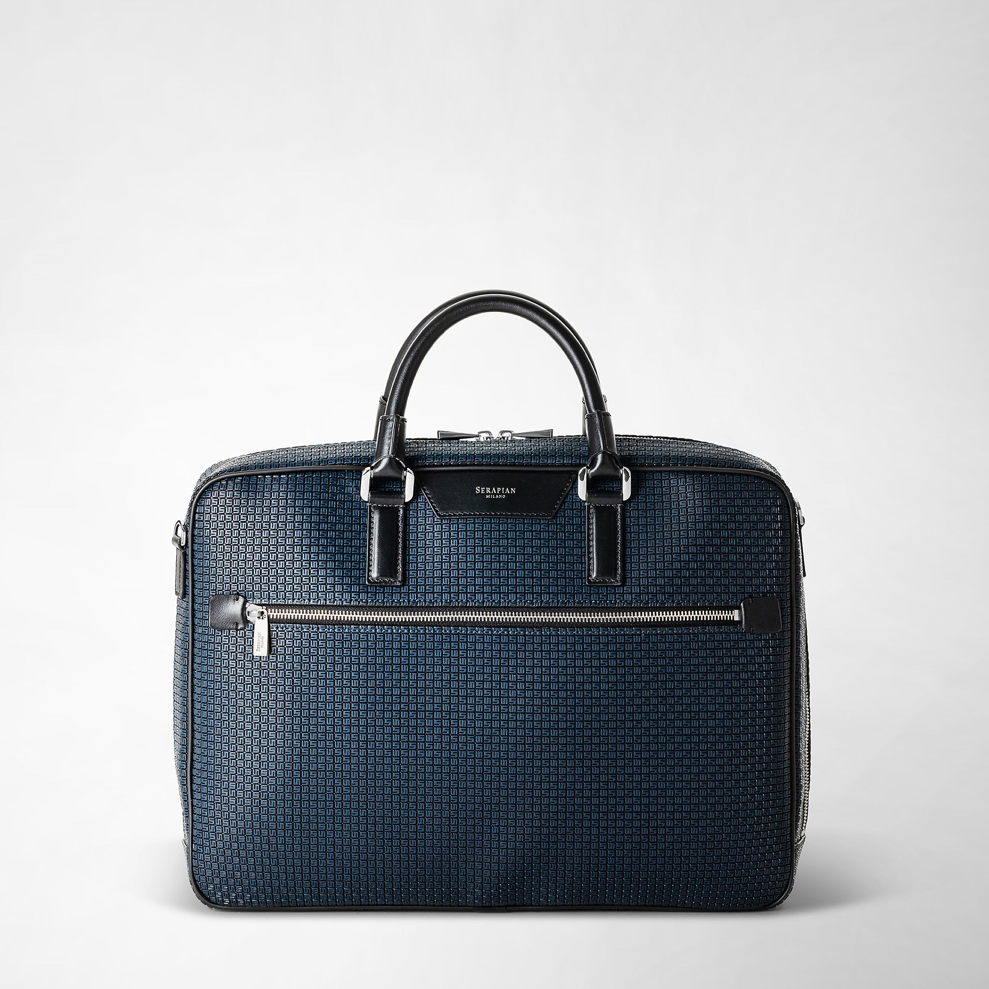 Slim briefcase in stepan ocean blue-black