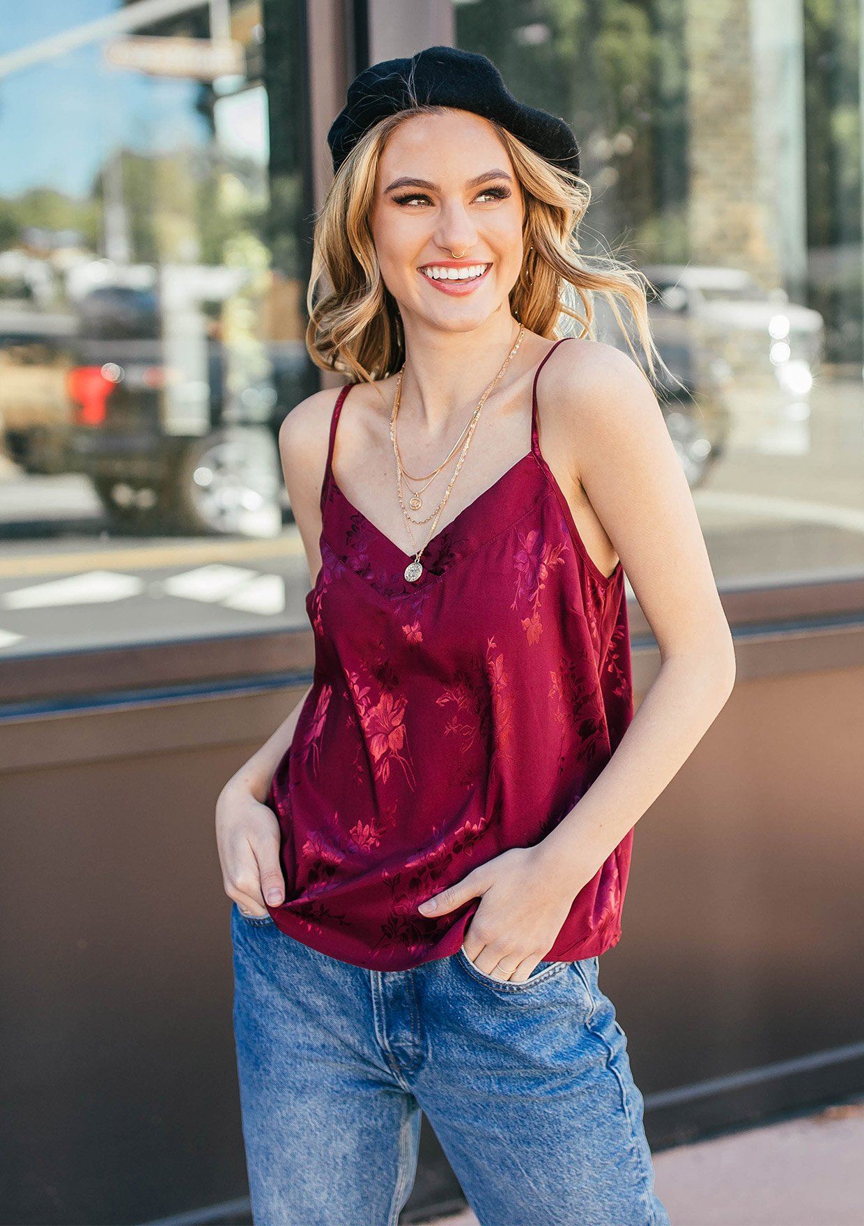 Romantic, Silky Floral Camisole Tank Top | LOVESTITCH