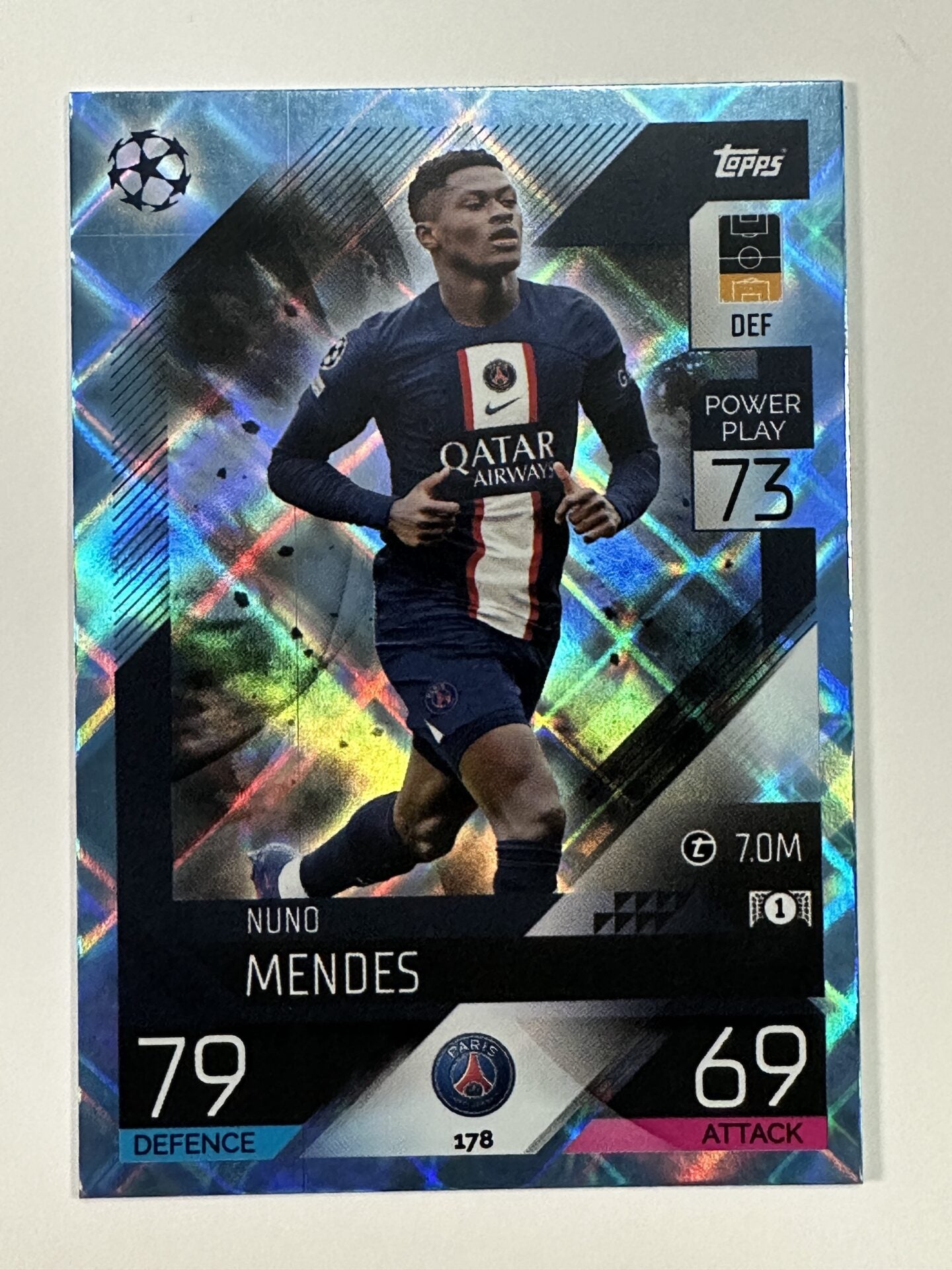 178 Nuno Mendes Base Crystal Foil Parallel (Paris Saint-Germain
