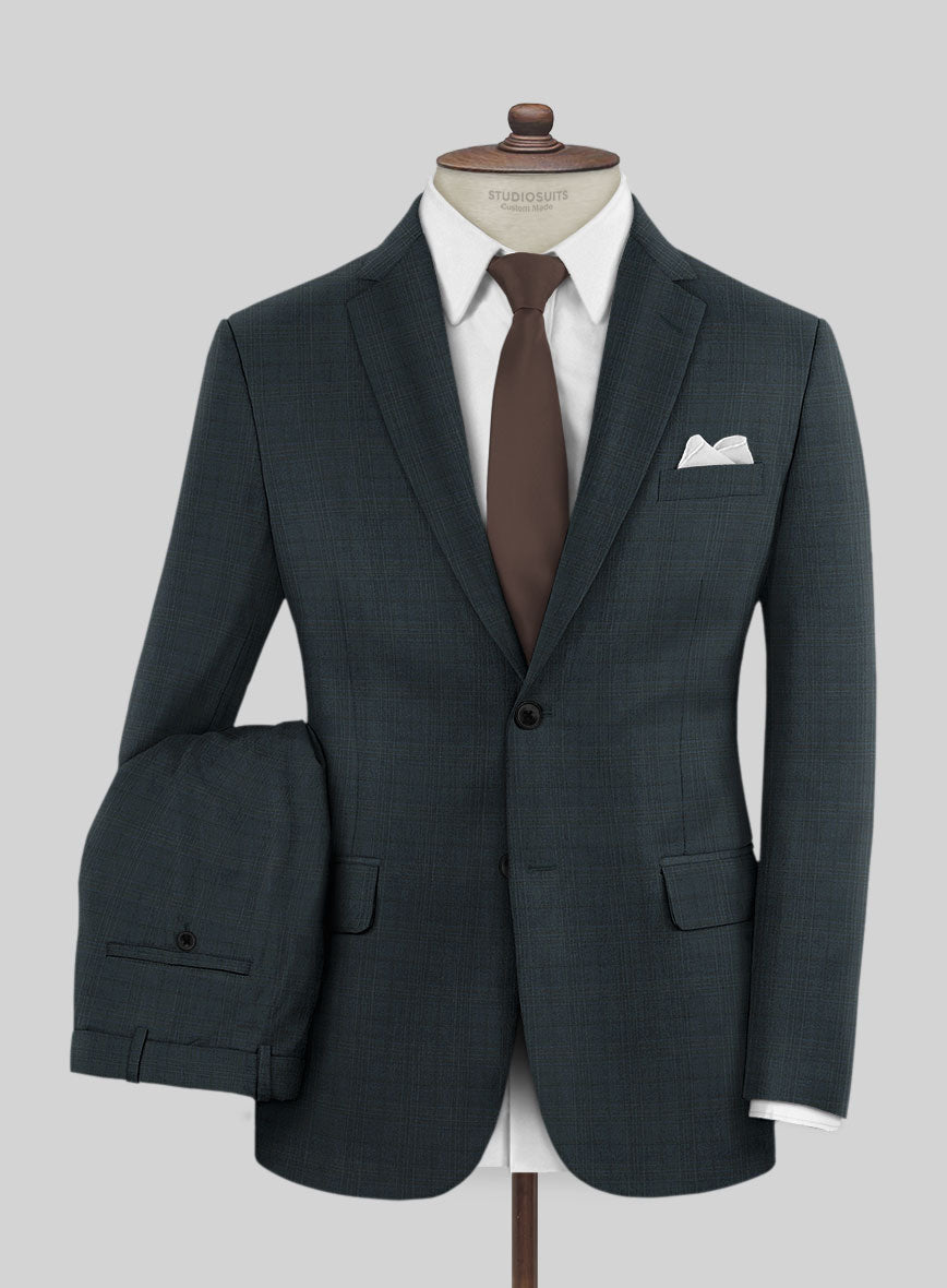 Lanificio Zegna Traveller Tirno Dark Blue Checks Wool Suit