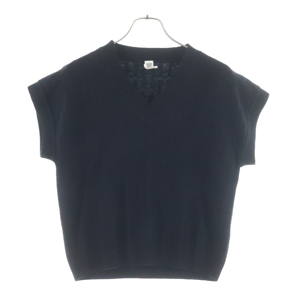 HERMES(エルメス) H柄 Vネック ニットベスト ブラック レディース