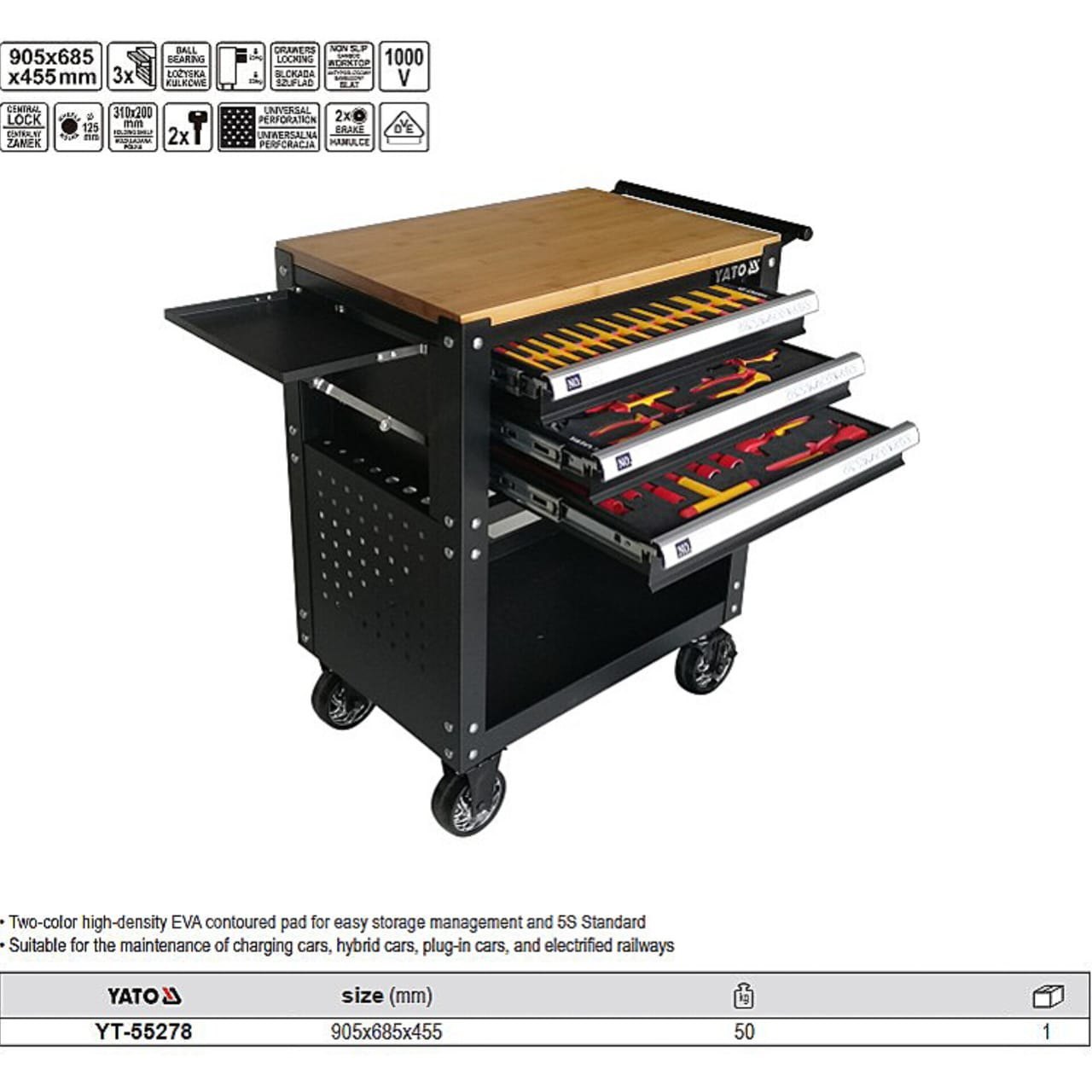Mild Steel YATO YT-55278 Tool Cabinet with Insulated tools set of