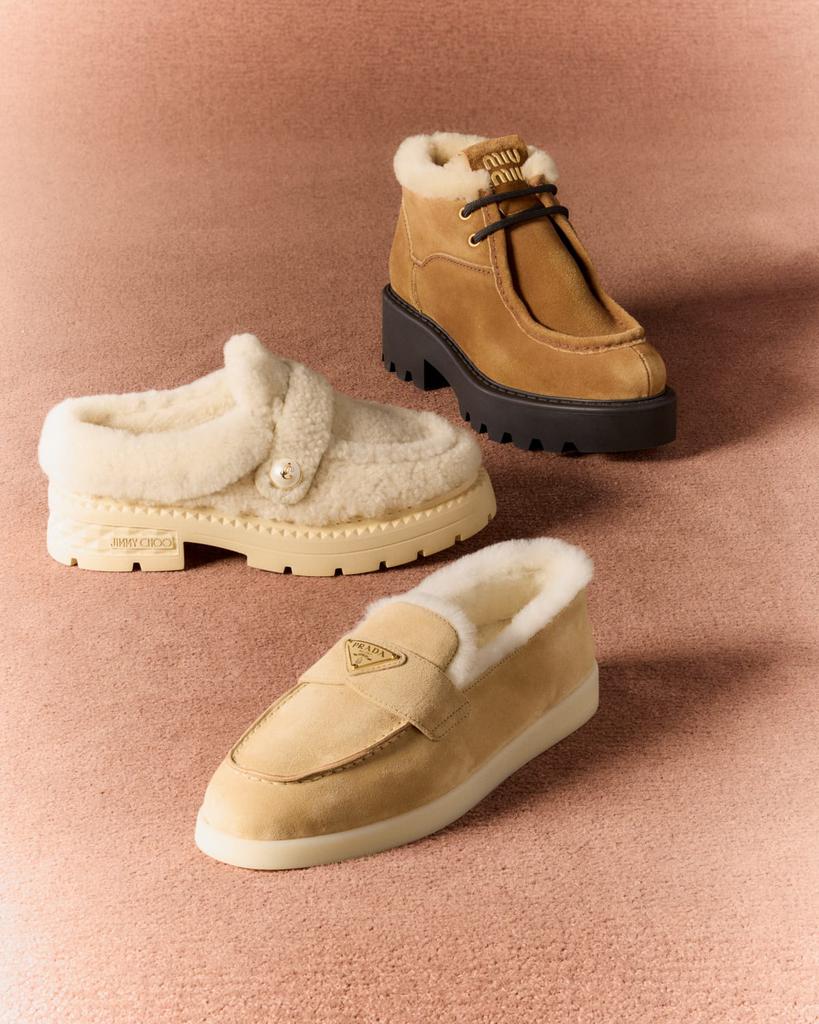 Miu Miu Suede Shearling Lace-Up Chukka Booties - Boots - Free