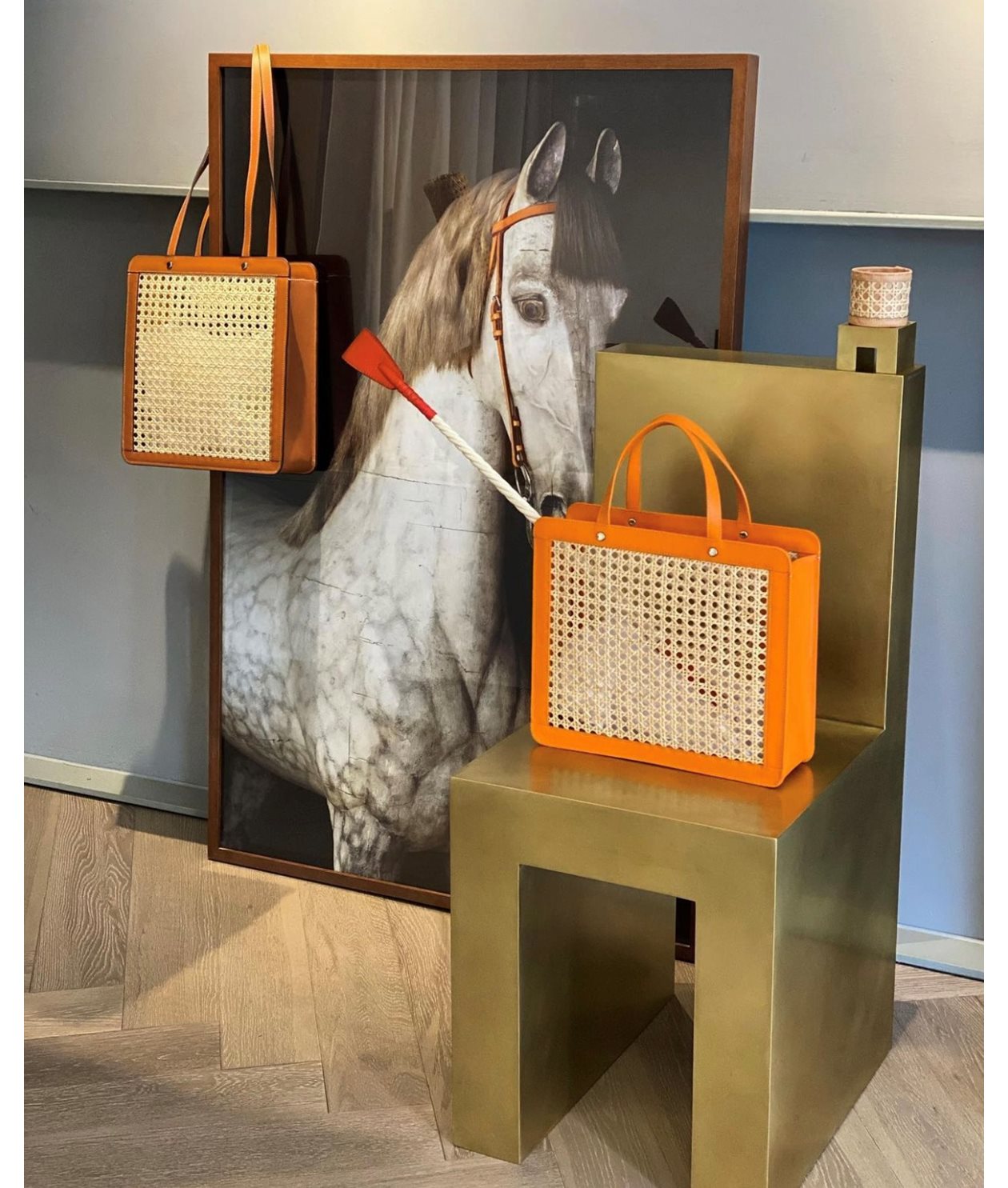 Palmgrens - Tall Rattan Bag - Leather since 1896