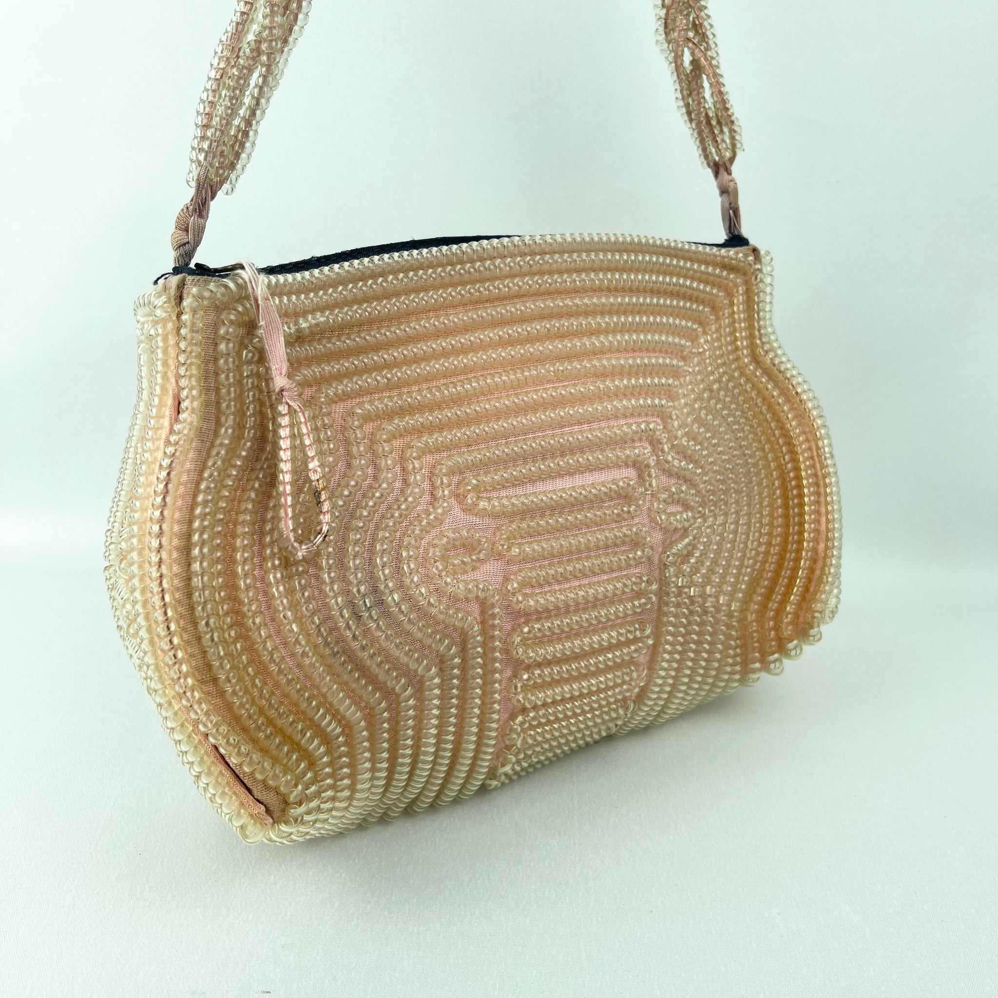 Original 1940's Clear and Pastel Pink Telephone Cord Handbag