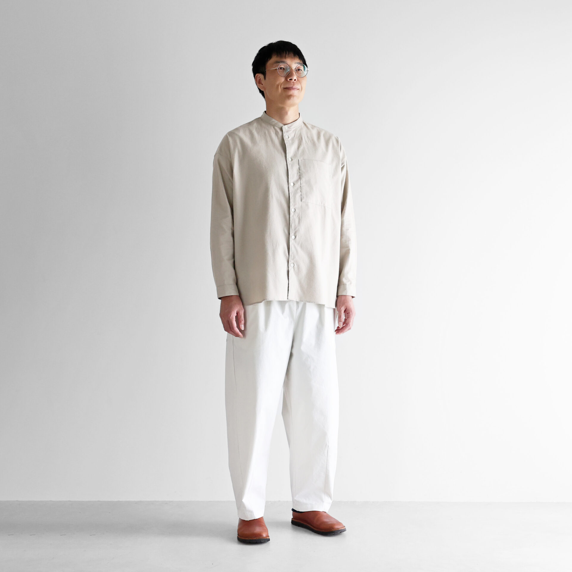 起毛ビエラバンドカラーオーバーシャツL 015Lをリリースしました