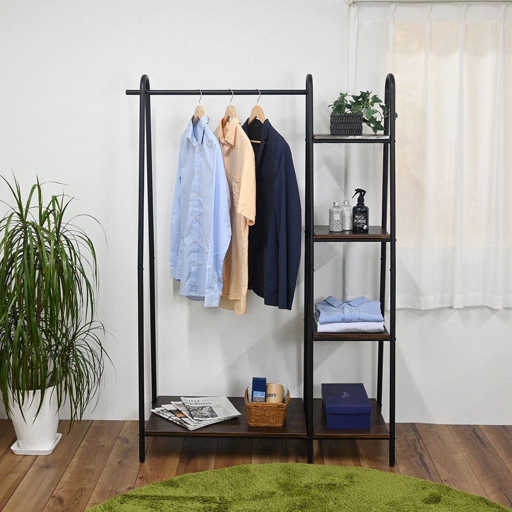 ハンガーラックワイド棚付き ダークブラウン AH-1695DBW｜うさマート