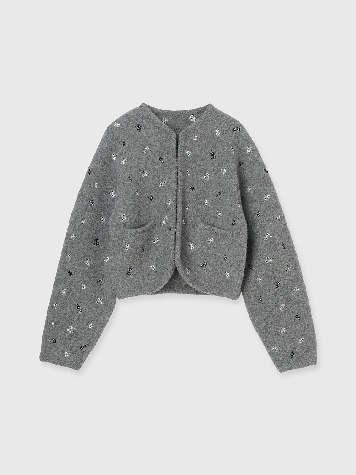 FLOWER EMBROIDERY KNIT JACKET