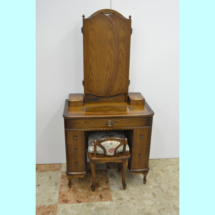 七分三面鏡フランソワ アンティーク - 鏡台・ドレッサーの専門店 大川