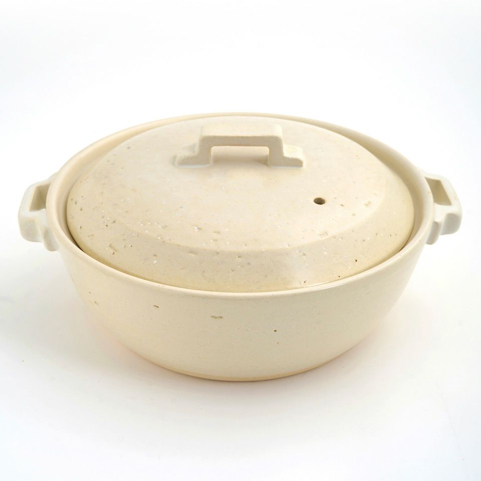 萬古焼（三重県） 【萬古焼】スタイル土鍋 ホワイト 8号（直火のみ