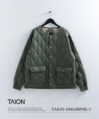 ミリタリー オーバーサイズクルーネック ダウンジャケット-ソフト