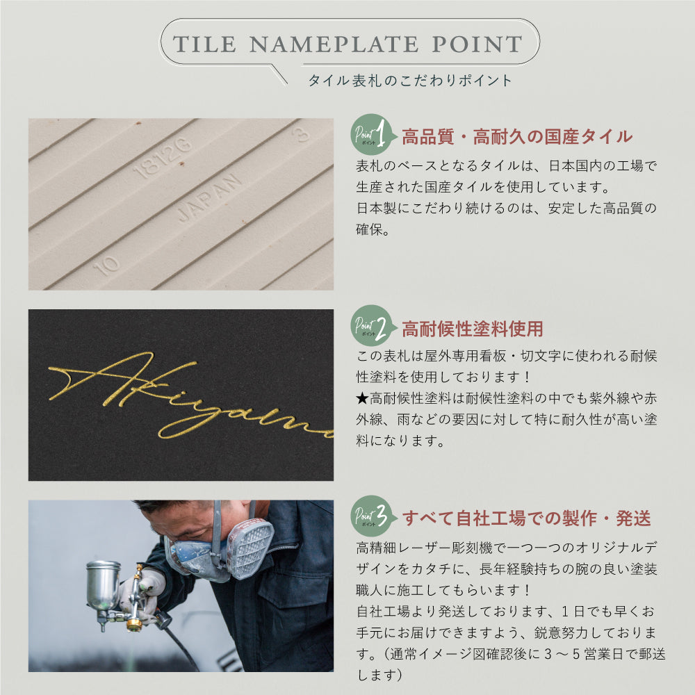 表札 おしゃれ 戸建て タイル 約144mmX144mm×t8.5mm 北欧 マンション
