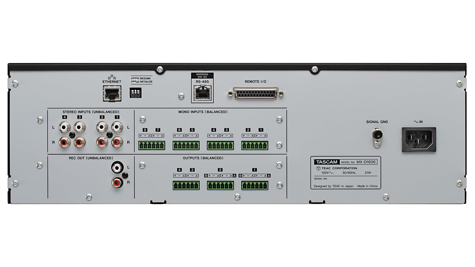 MX-D1606 | 設備用ラックマウントデジタルミキサー | TASCAM (日本)