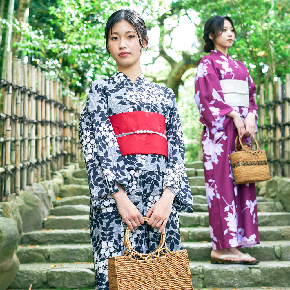 初心者も安心 ワンピース 二部式浴衣 帯 下駄 3点 セット 花柄 簡単