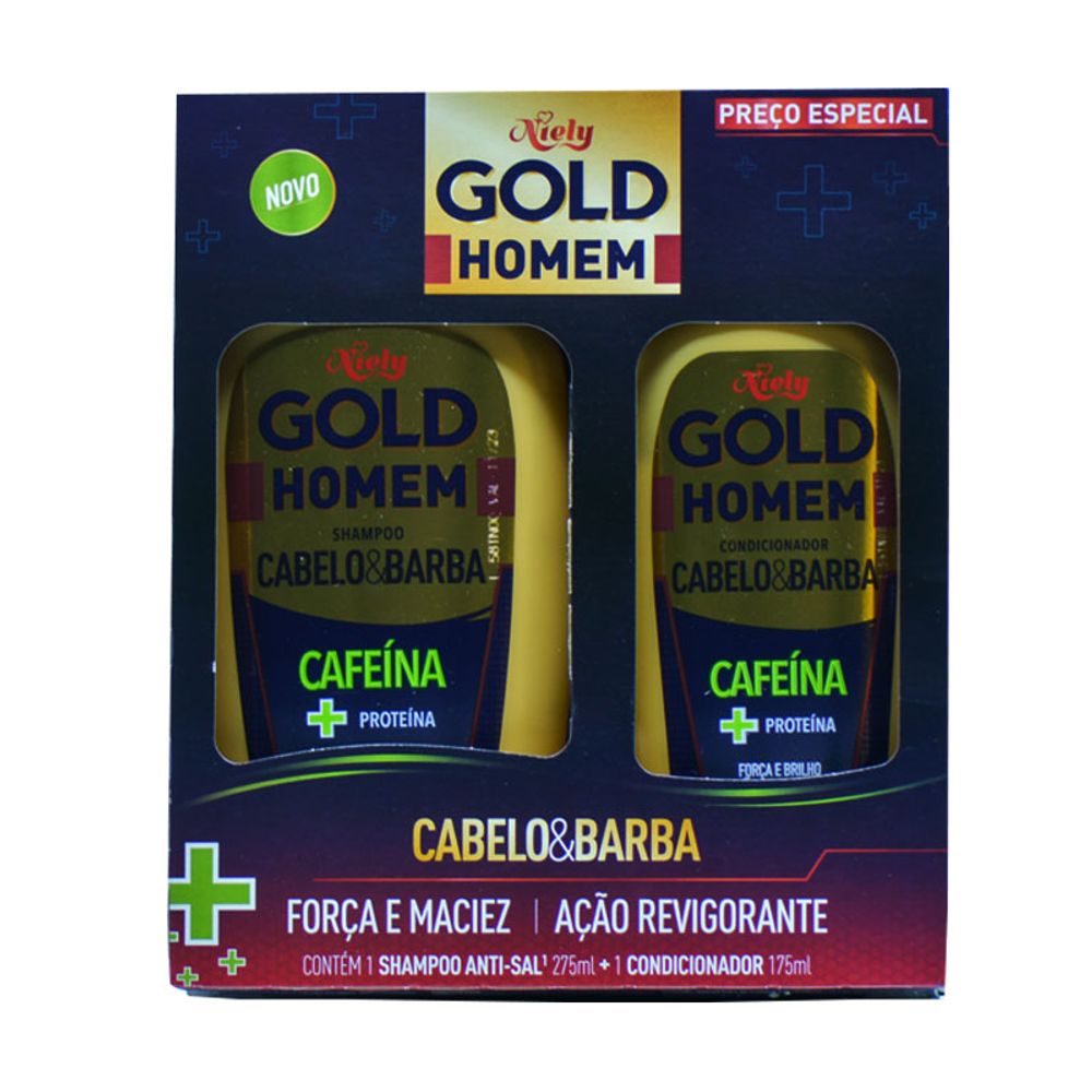 Shampoo 300ml + Condicionador 200ml Niely Gold For Men - Azul