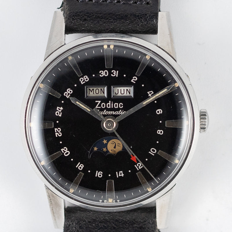 ZODIAC Triple Calendar Moonphase Black Black Gilt Dial – TIMEANAGRAM