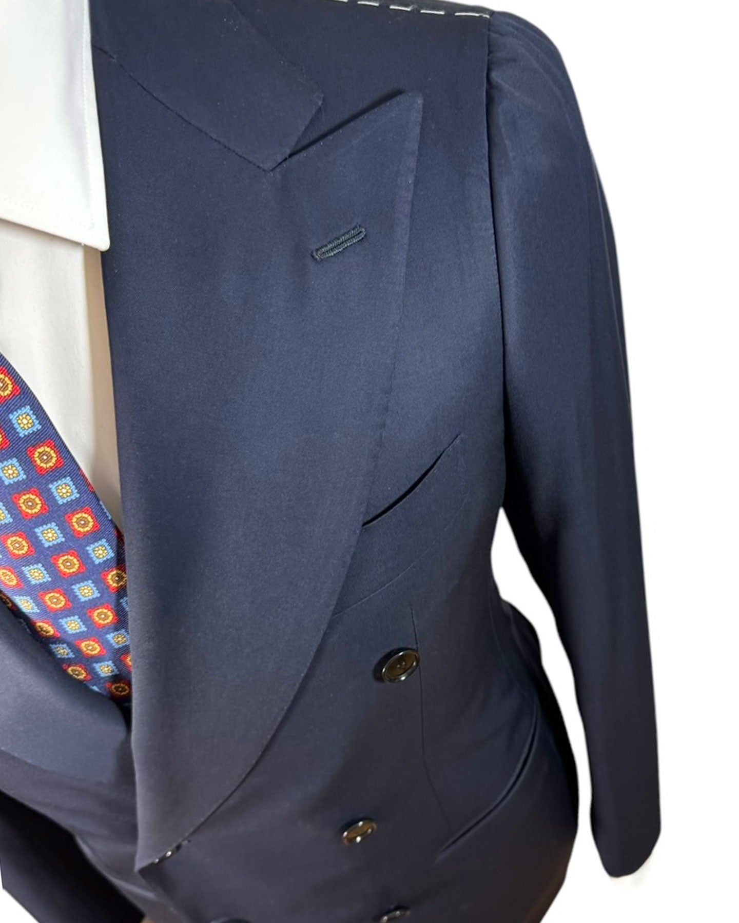 Cesare Attolini Suit Double Breasted Dark Blue Super 150's Wool EU