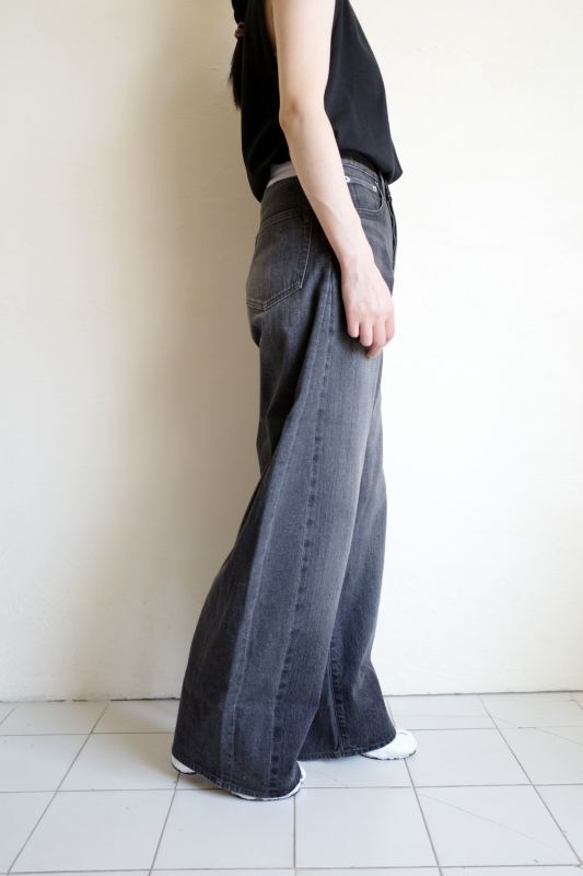ssstein DEFORMATION WIDE DENIM JEANS・BLACK - tity