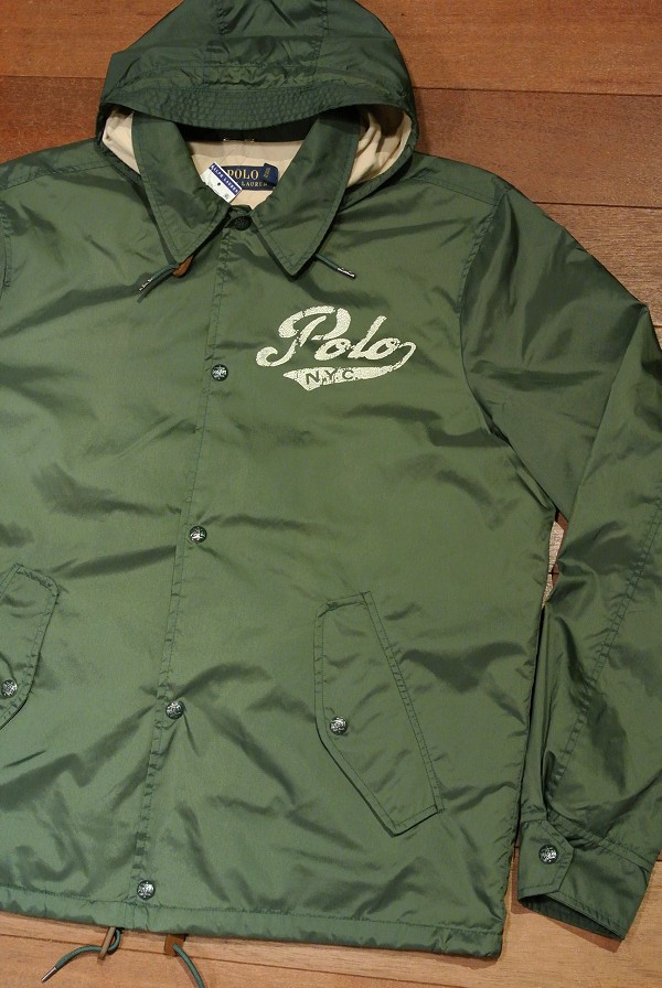 ポロラルフローレン コーチジャケット 脱着可能フードつき 【Green / L