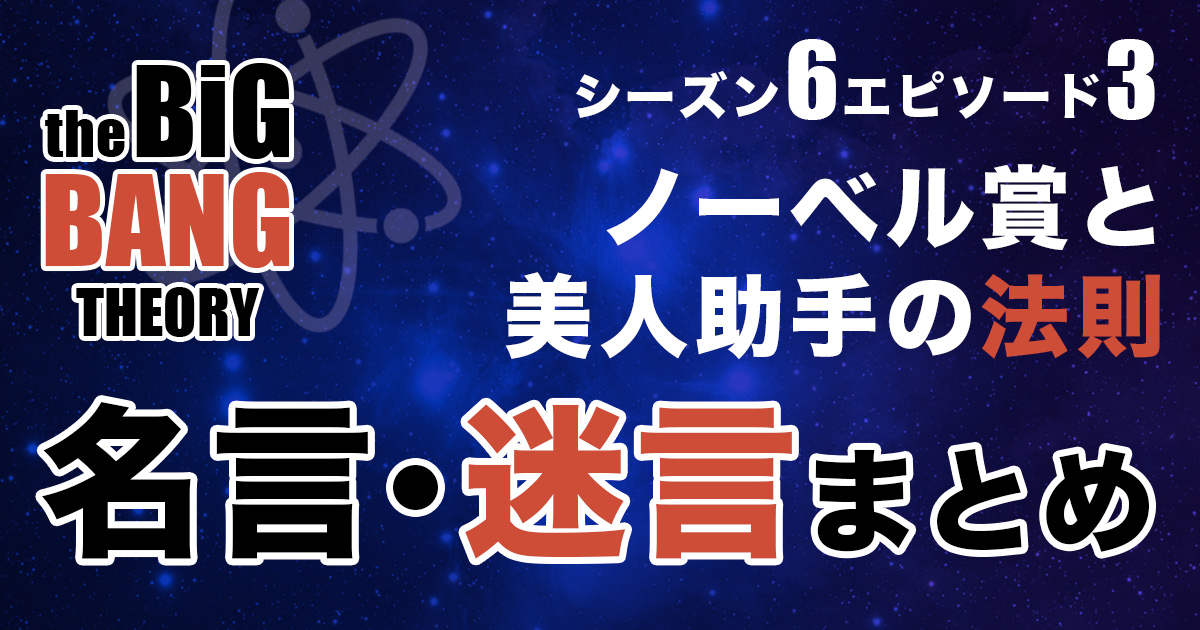 シーズン6エピソード3「ノーベル賞と美人助手の法則」あらすじ・名言
