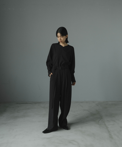 ≪通常販売≫one tuck belted easy wide slacks（ワンタックベルテッド