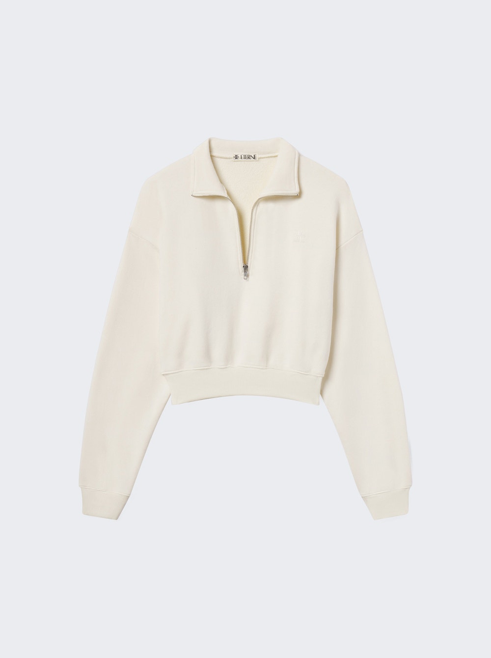 Cropped Half Zip Sweatshirt Cream | The Webster