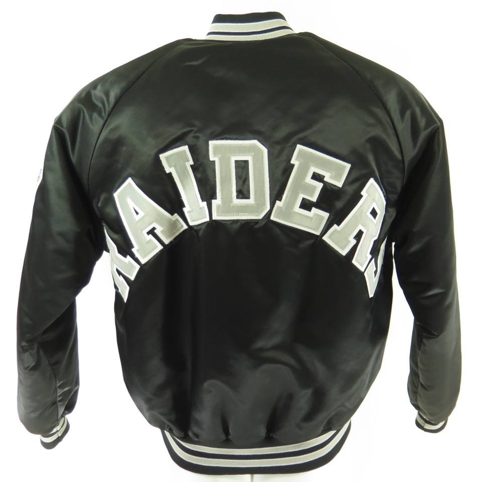 Vintage 80s Oakland Raiders Chalk Line Jacket Mens L Satin NFL
