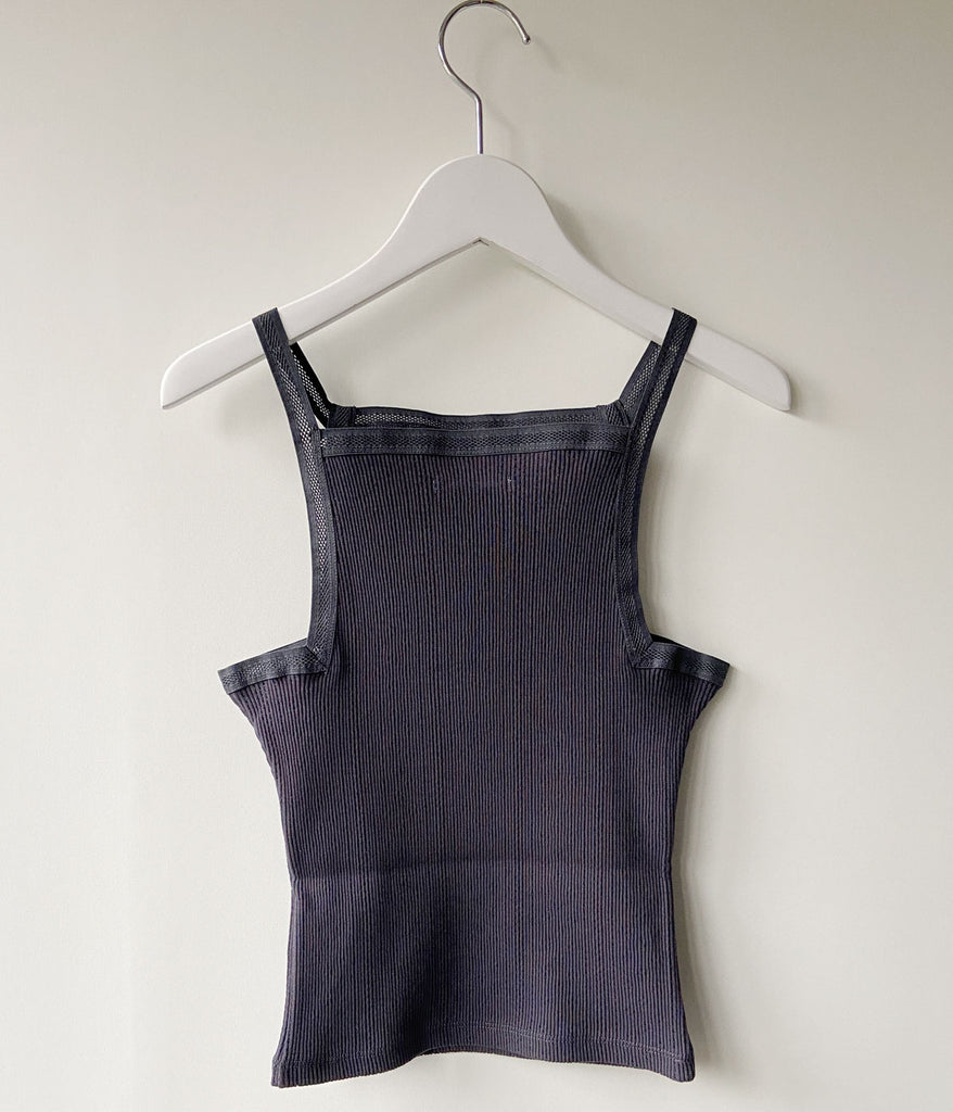 FUMIKA_UCHIDA/EYELET RIB STITCH CAMISOLE(CHARCOAL)