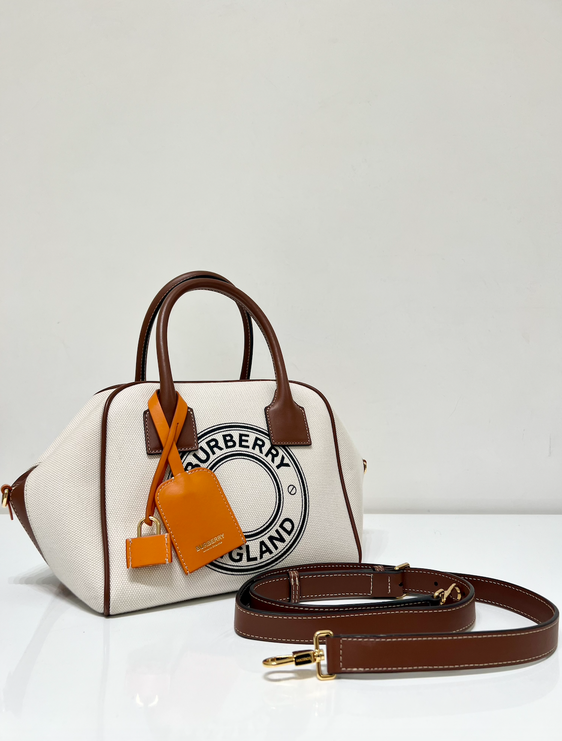 Women :: Burberry Small Logo-Print Cube Bag - The Real Luxury